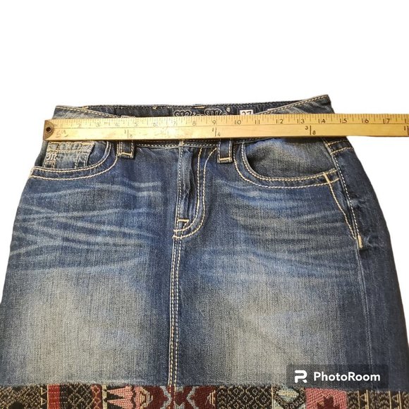 Miss Me Skirt Denim Mini Embroidery Tapestry Hem(27) - Picture 5 of 6